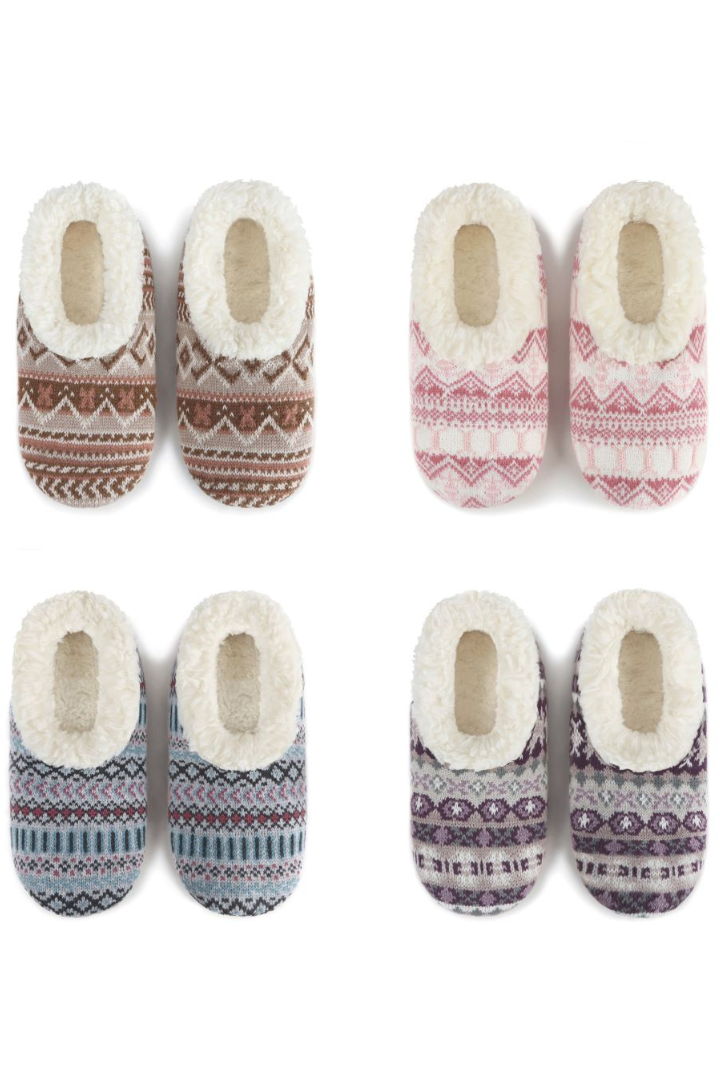 Snoozies Fairisle Pattern Slippers