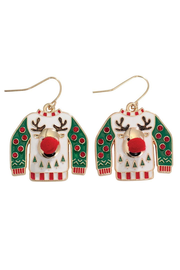 Sweaters With Rudolph Earrings