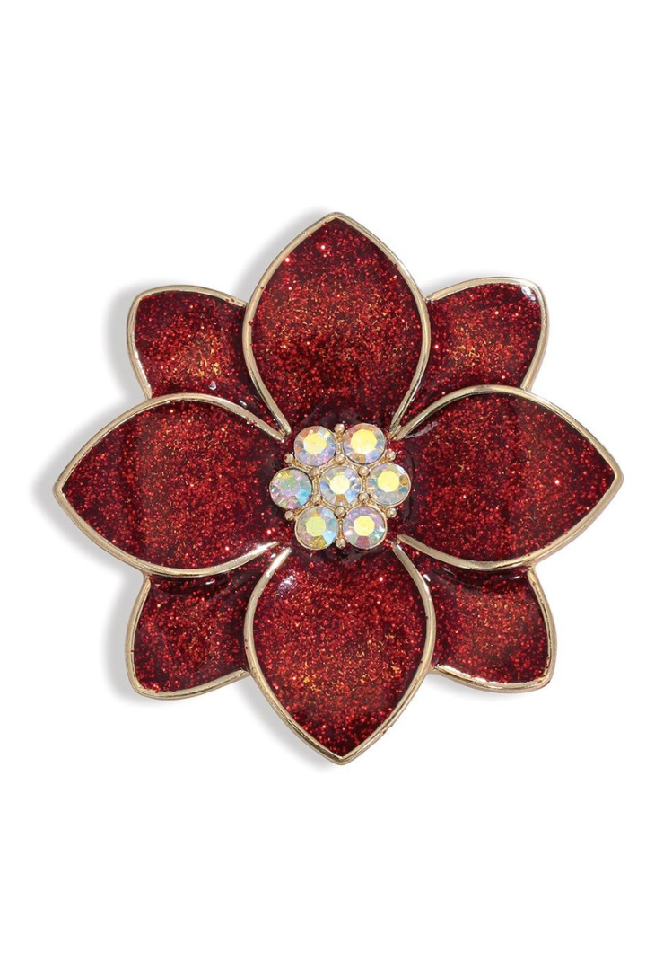 Glittering Poinsettia Pin