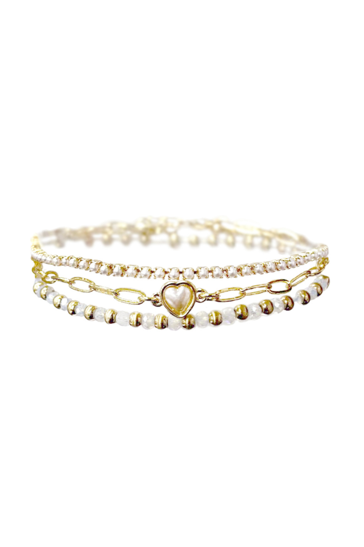 Pearl Heart Layer Bracelets
