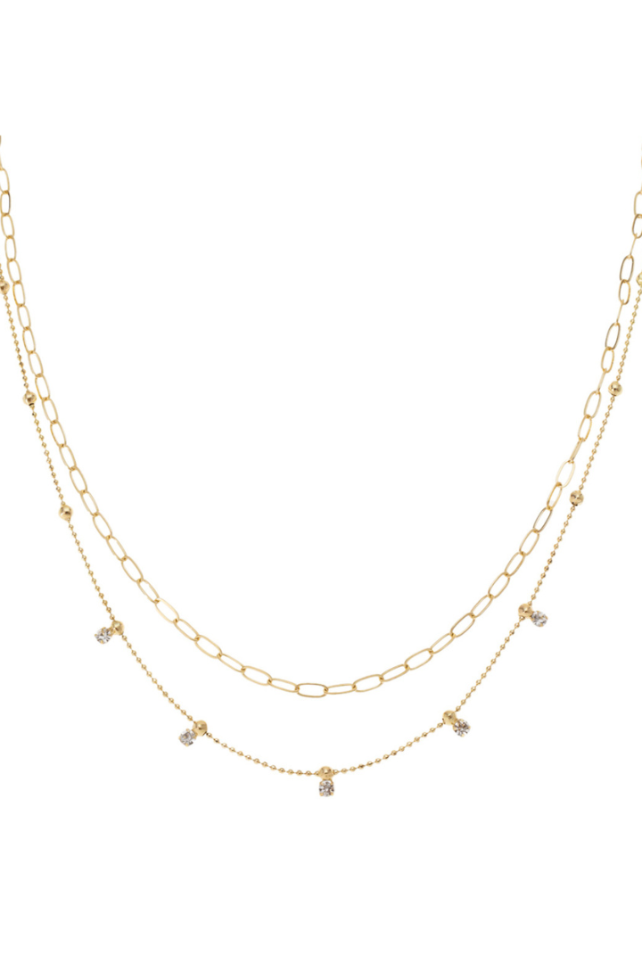Round Stone Layer Necklace