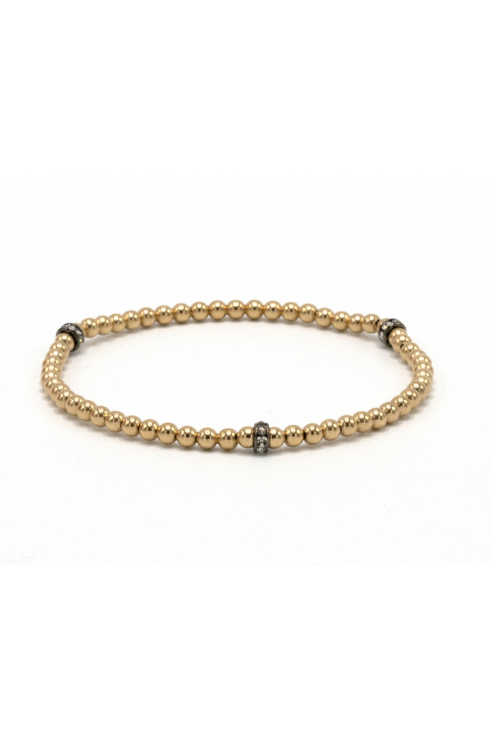 14k Gold Filled Glitter Bead Stretch Bracelet