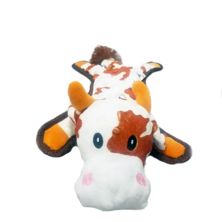 Brown Flat Cow Dog Toy
