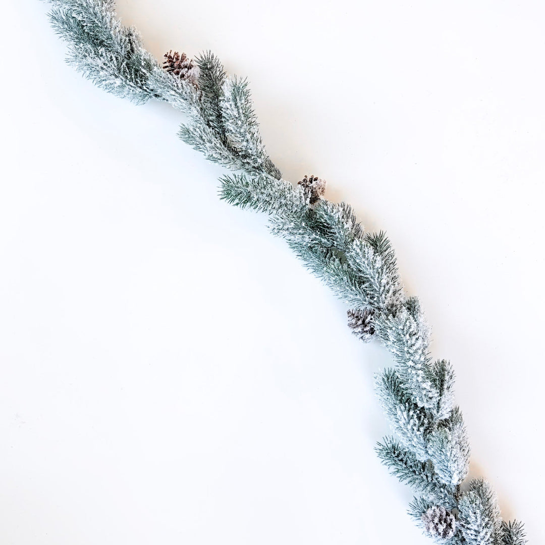 New England Snowy Pine & Cone Garland