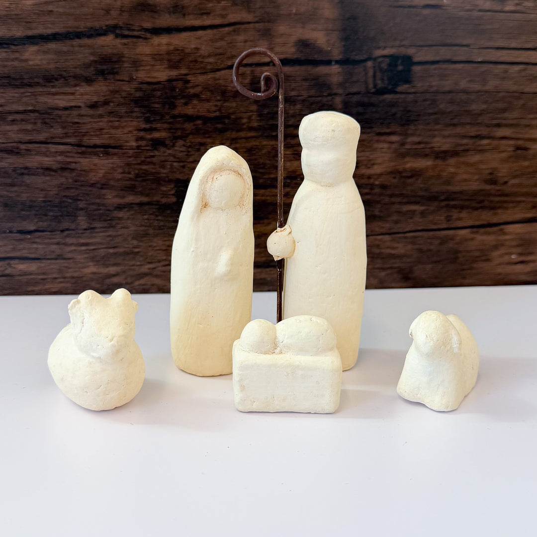 Cream Paper Mache Nativity