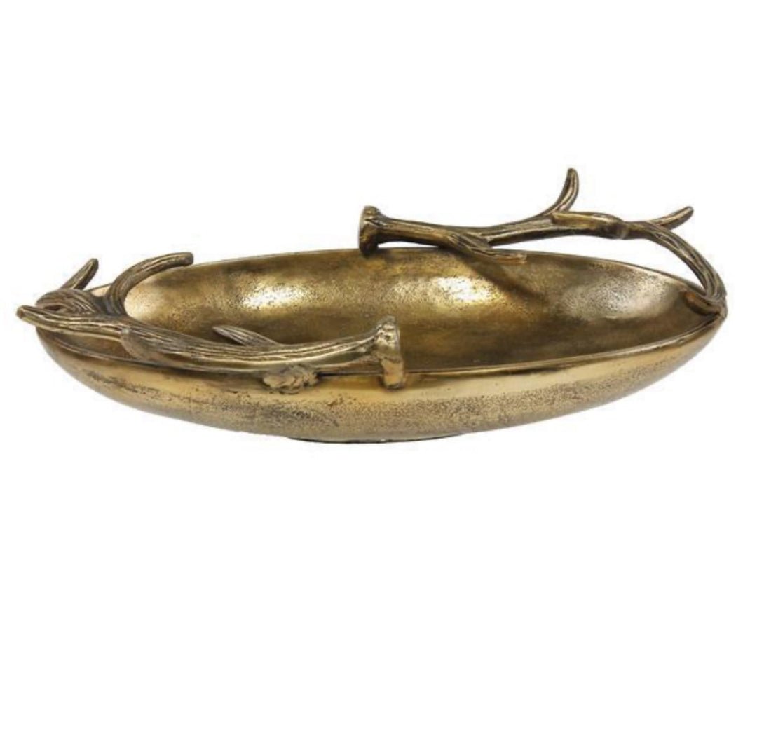 Antique Gold Antler Handled Tray
