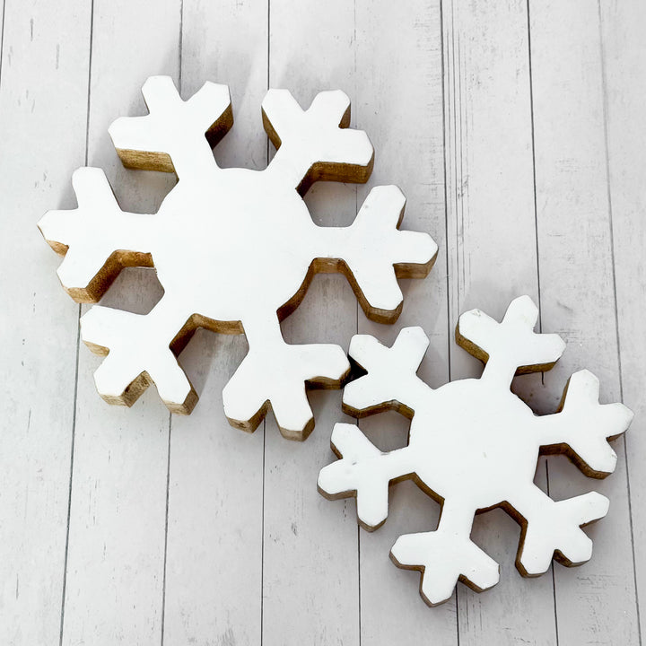 Glossy White Wooden Snowflake