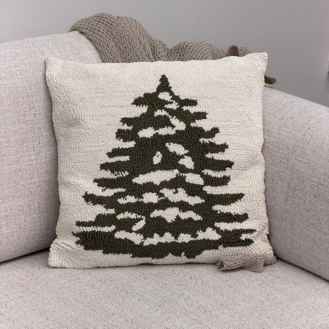Hooked Evergreen Tree Pillow