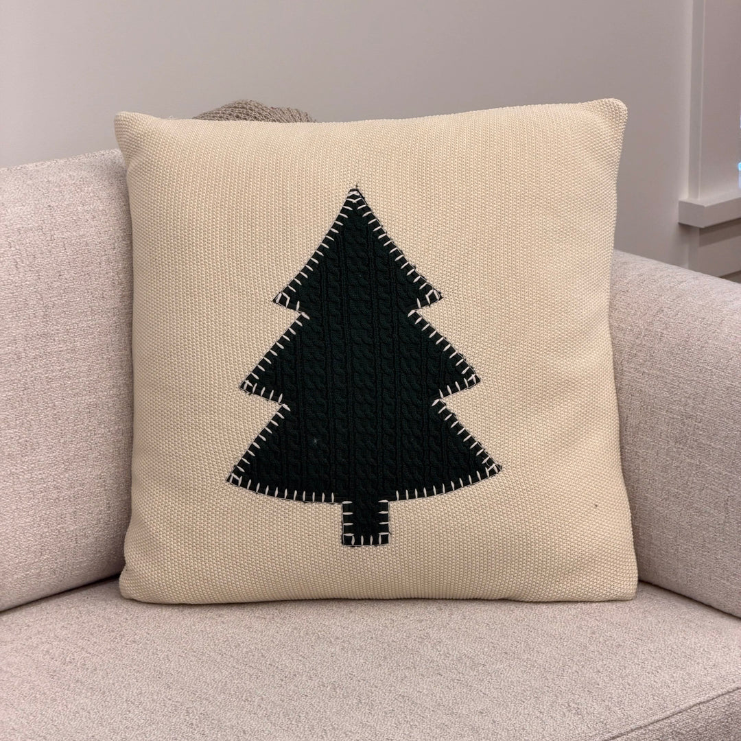 Cable Knit Stitched Tree Pillow