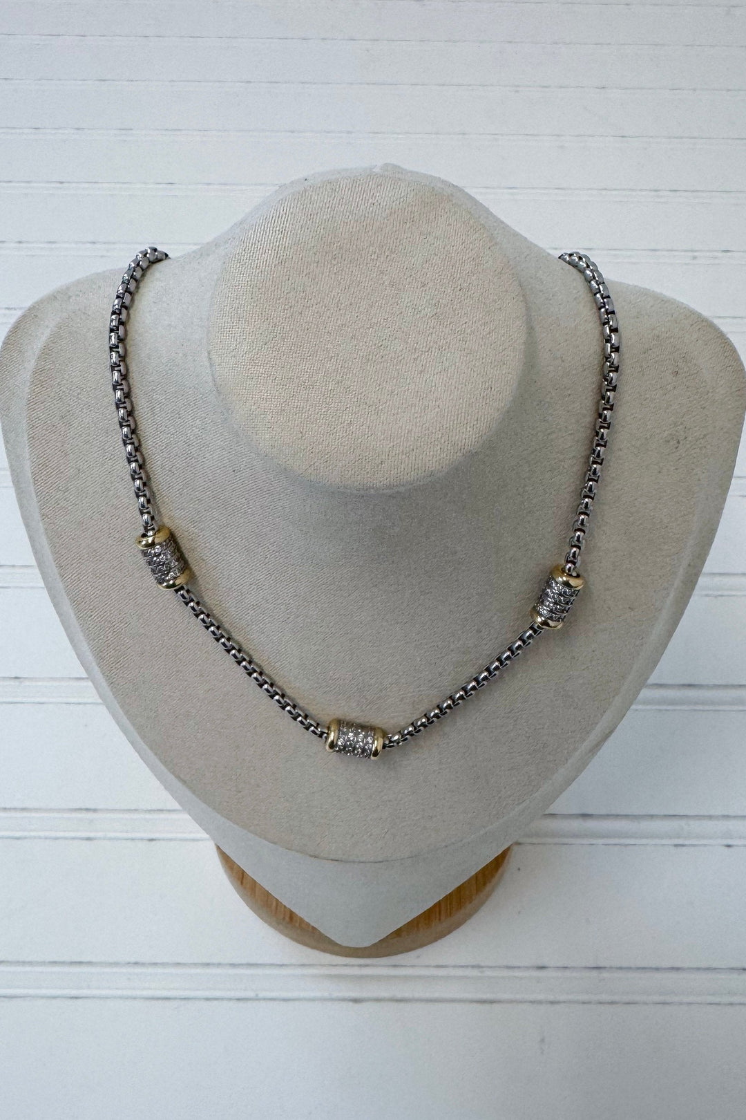 Three Pave Necklace