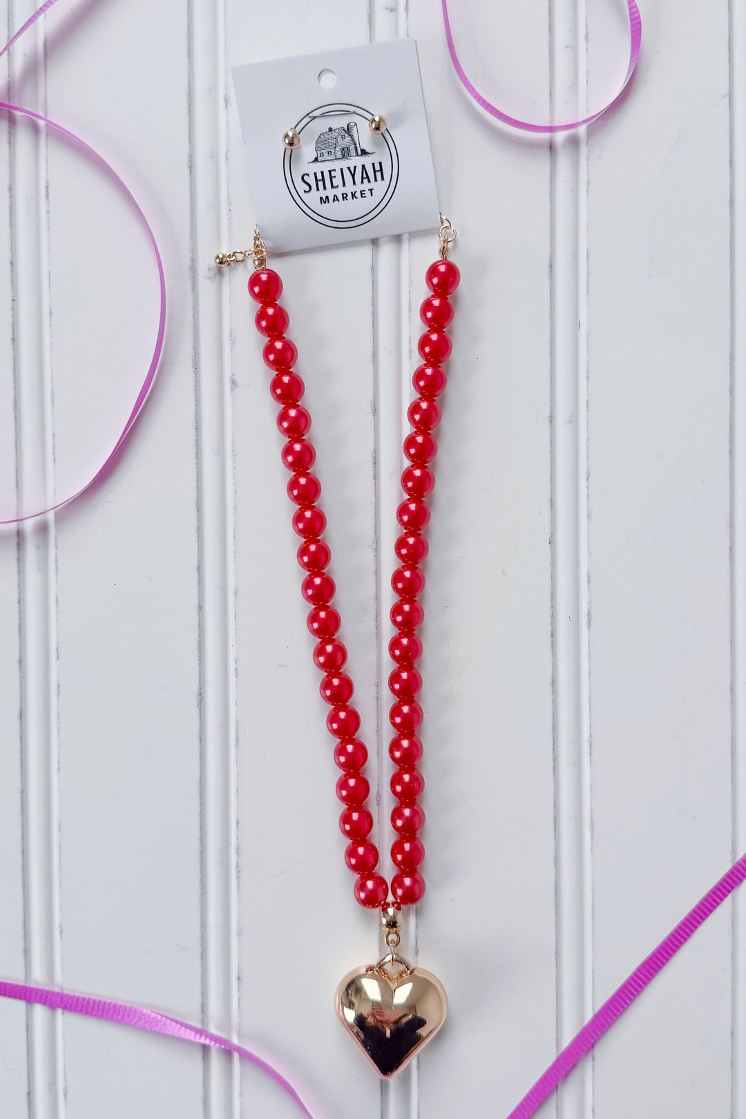 Beaded Heart Pendant Necklace