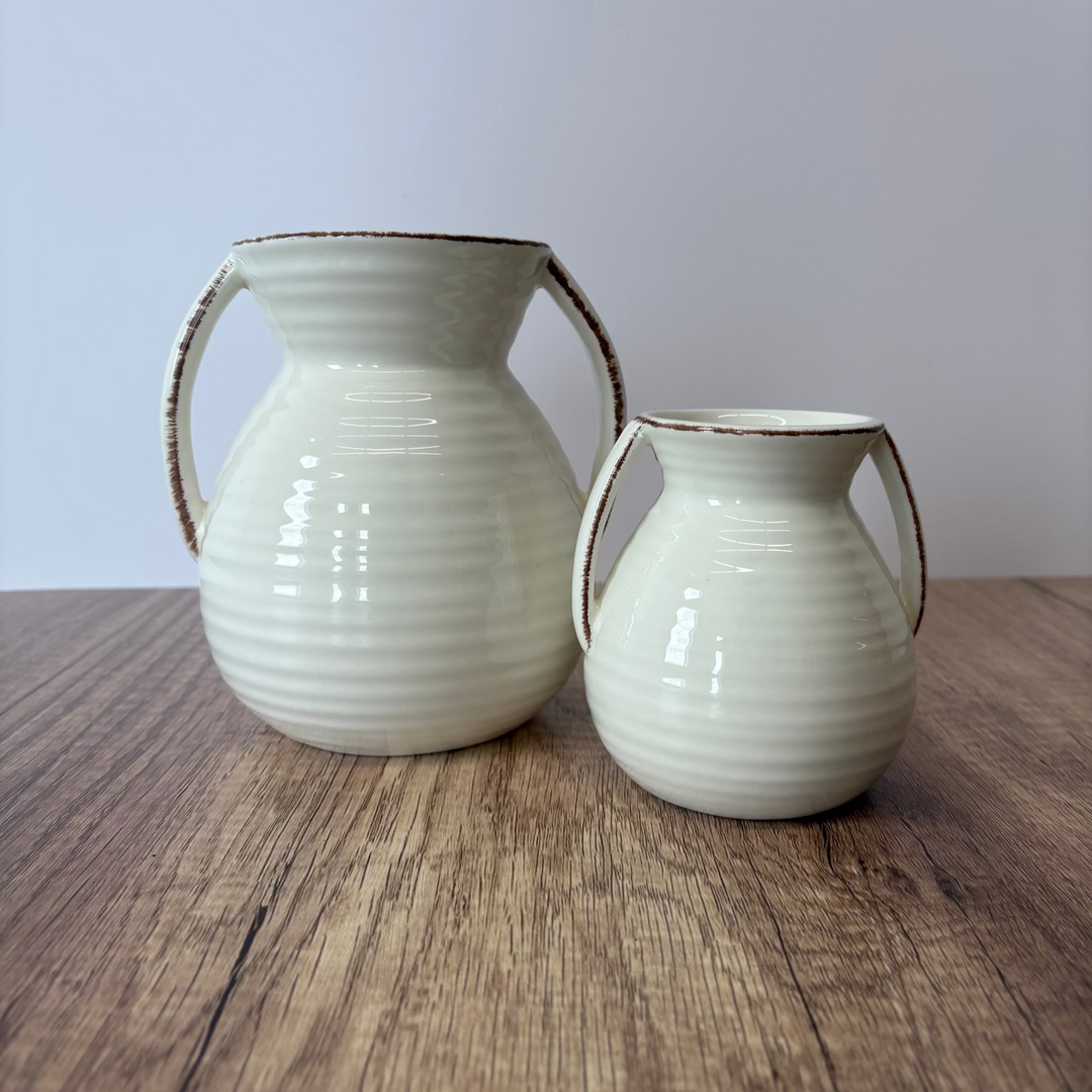 Double Handled Ivory Vase