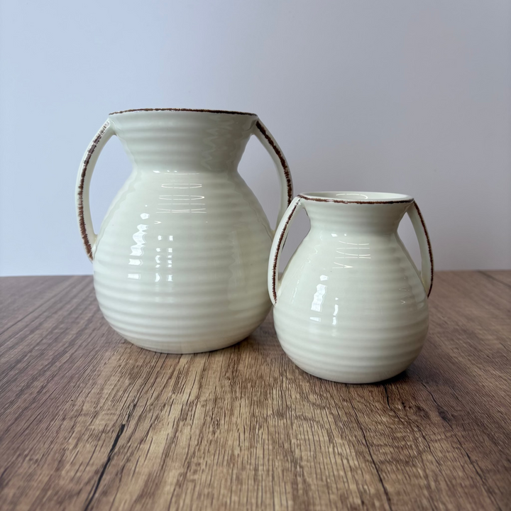 Double Handled Ivory Vase