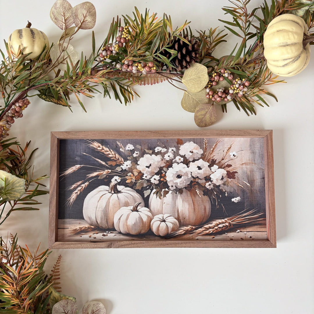 White Pumpkin Bouquet Wall Art
