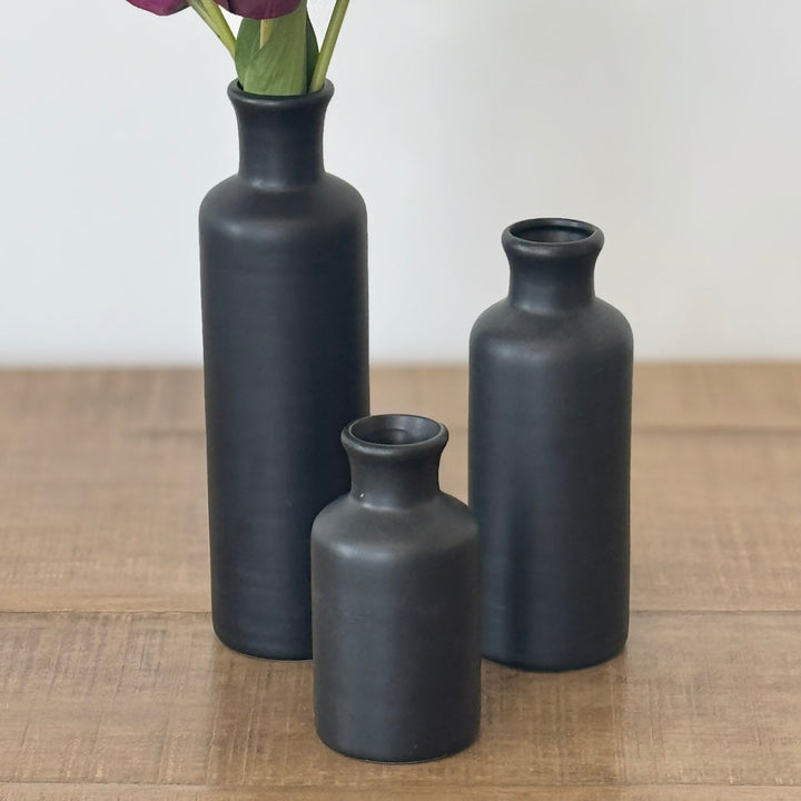 Matte Black Bottle Vase