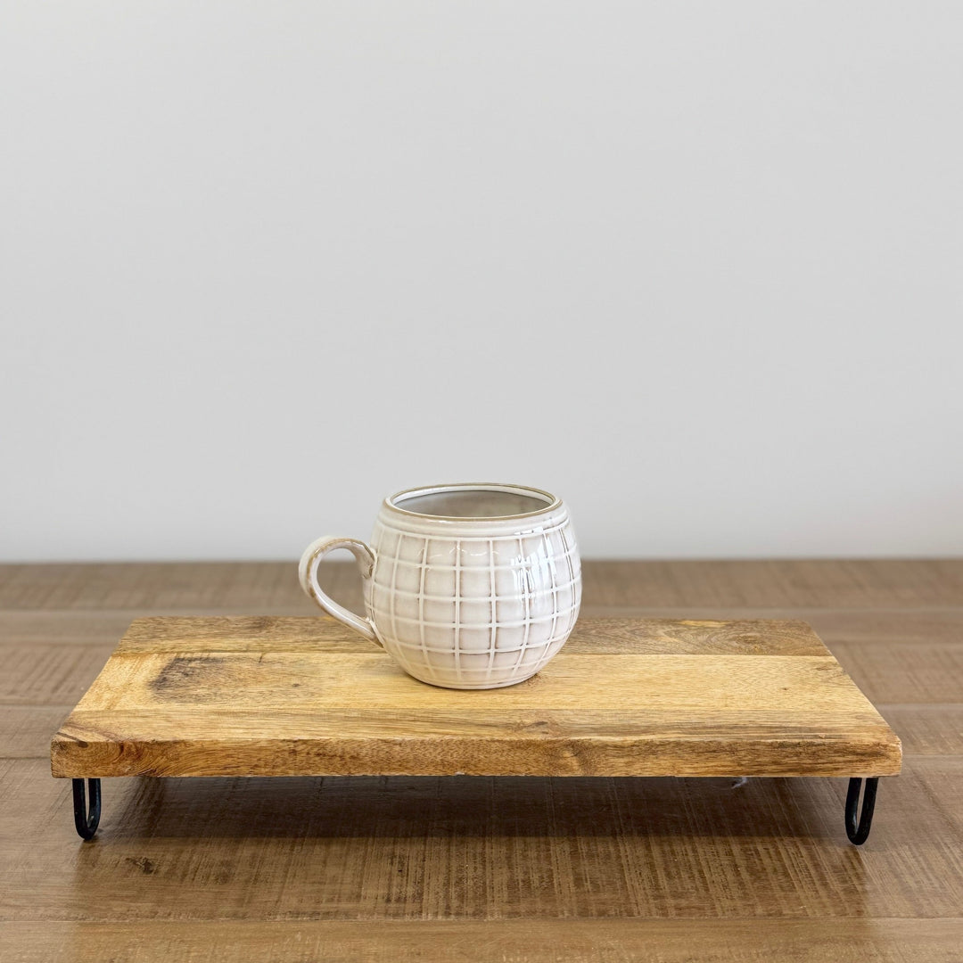 White Check Patterned Mug
