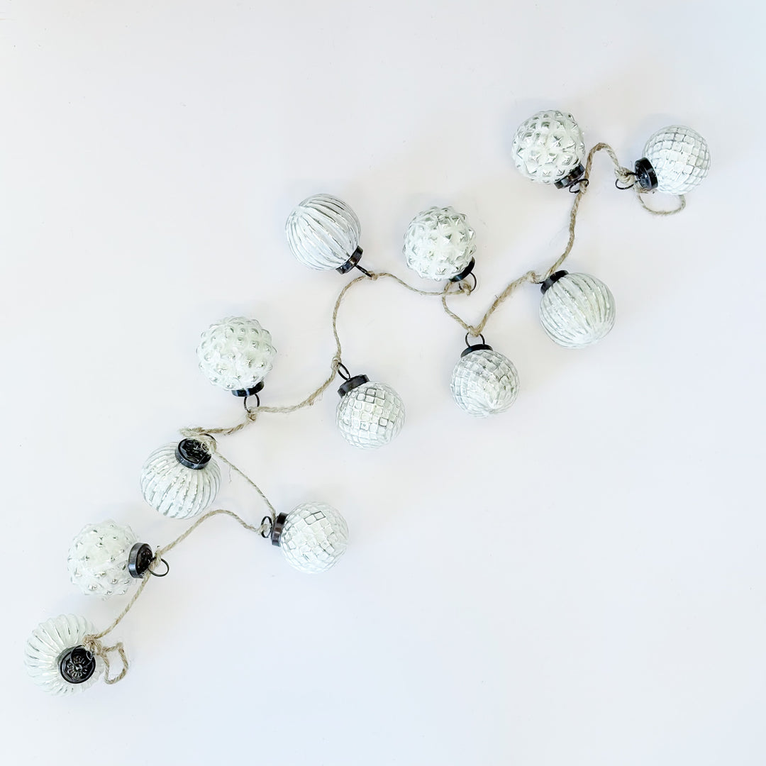 Whitewashed Mercury Glass Ornament Garland