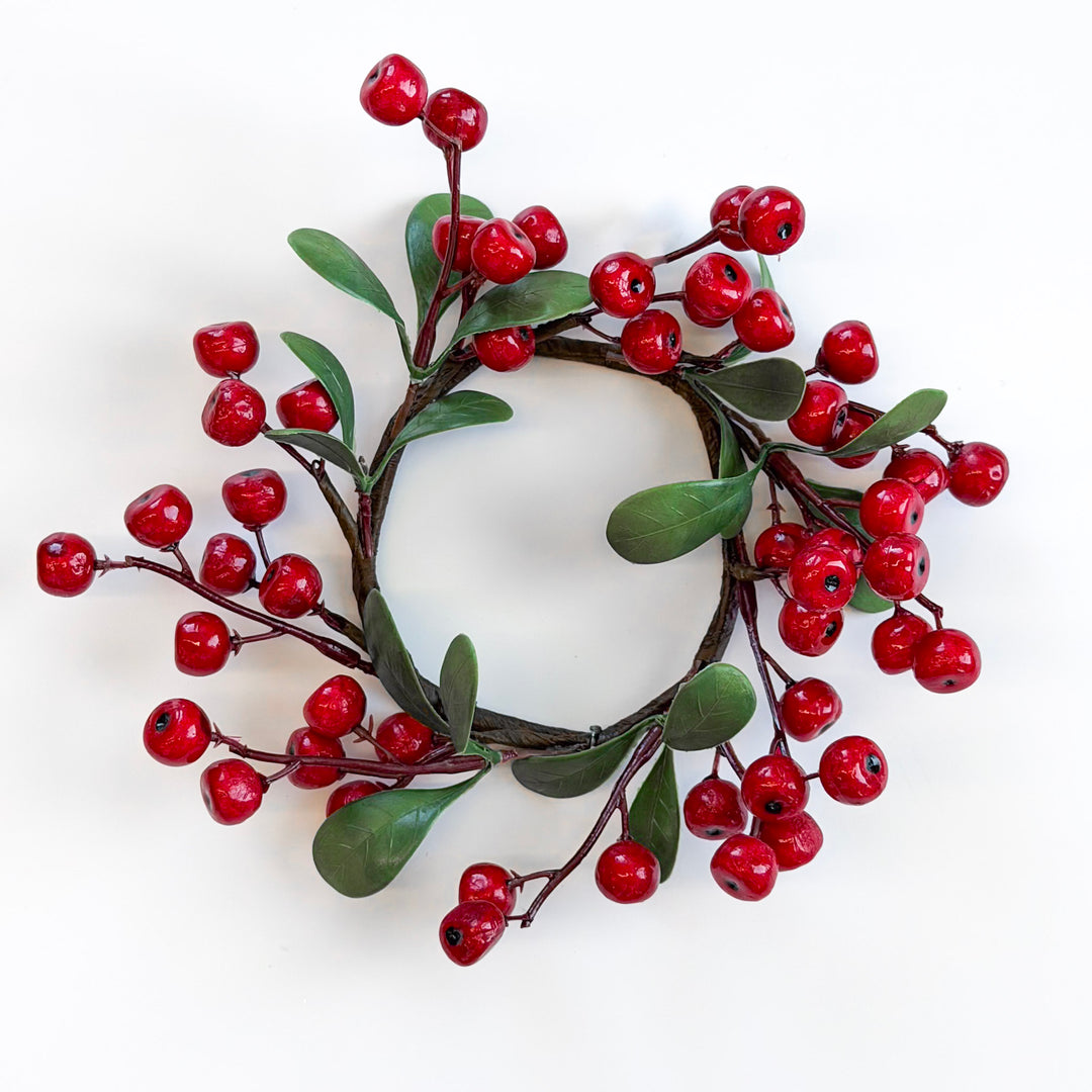Glossy Red Berry Candle Ring