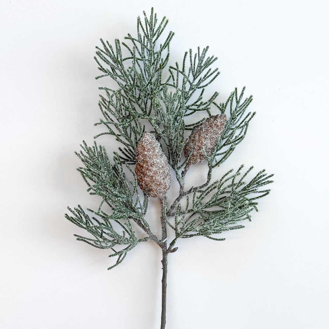 Frosted Pine Spray With Cone