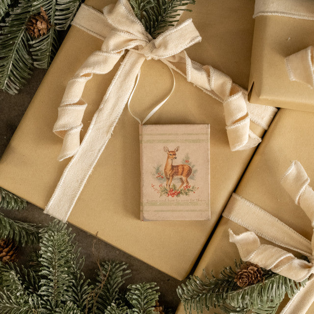 Holiday Fawn Book Ornament