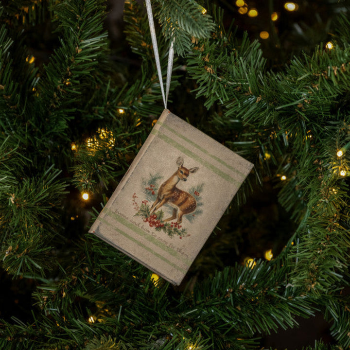 Holiday Fawn Book Ornament