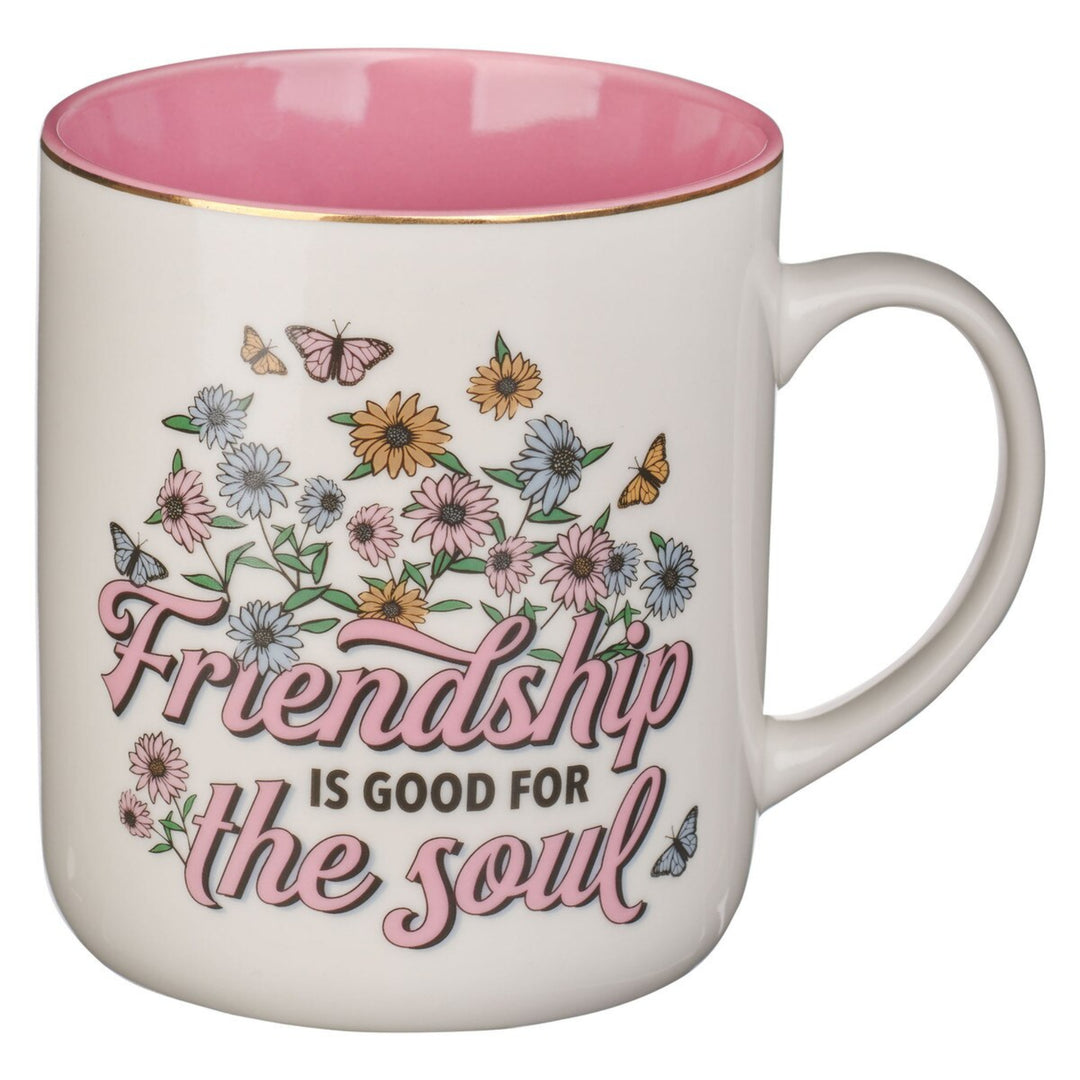 Mug Wht/Pink Daisies Friendship/Good