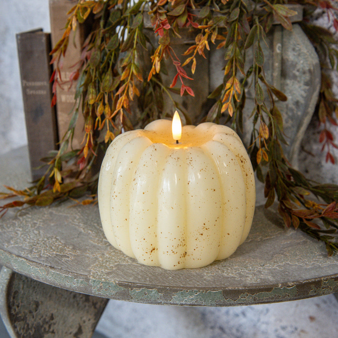 Cream Pumpkin 3D Flame Candle