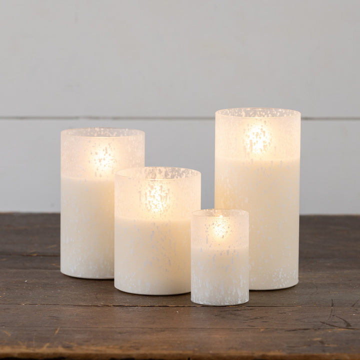 Snowy Glass Flame Candle