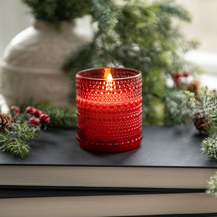 Holiday Bubble Glass Flame Candle
