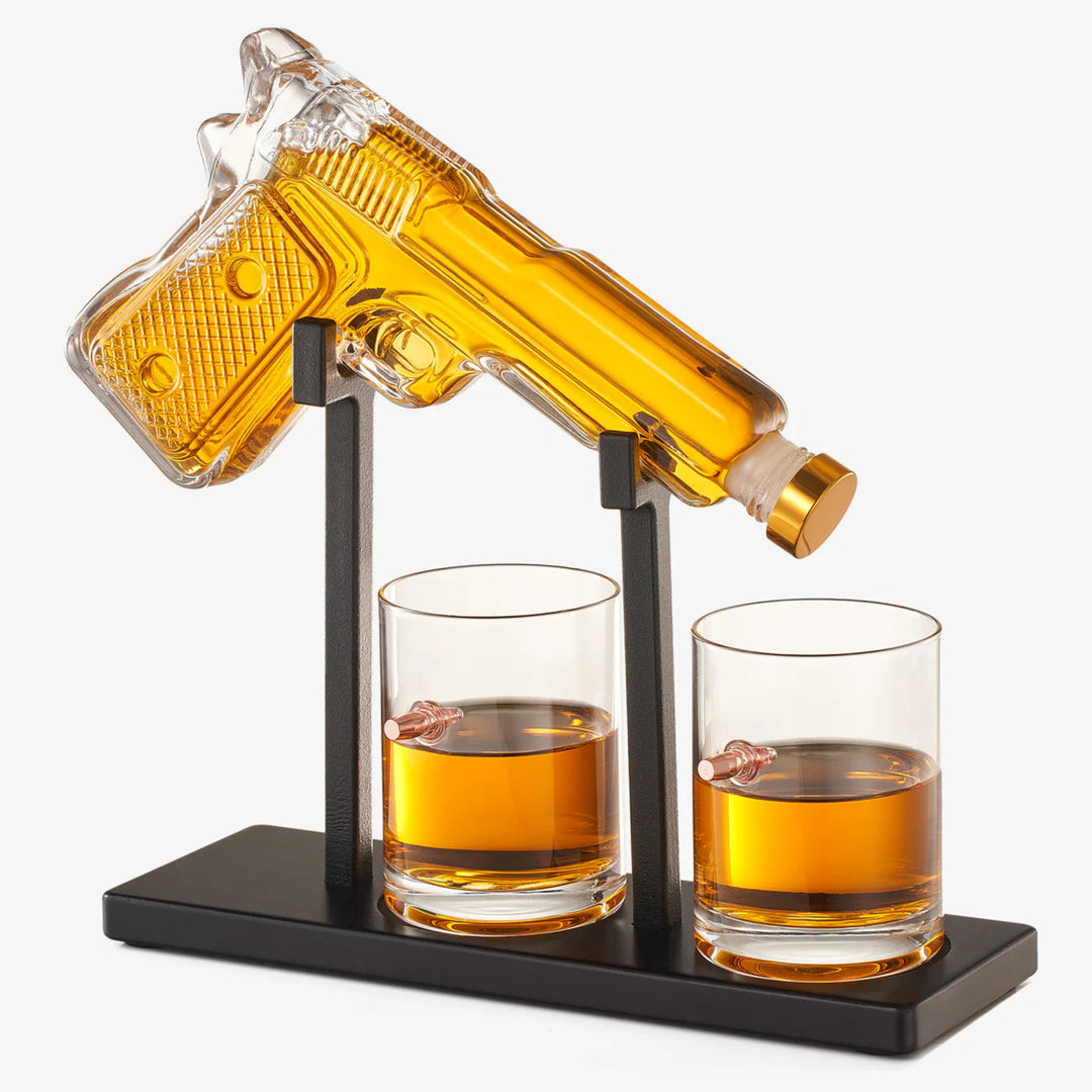 Clear Pistol Gun Decanter Set