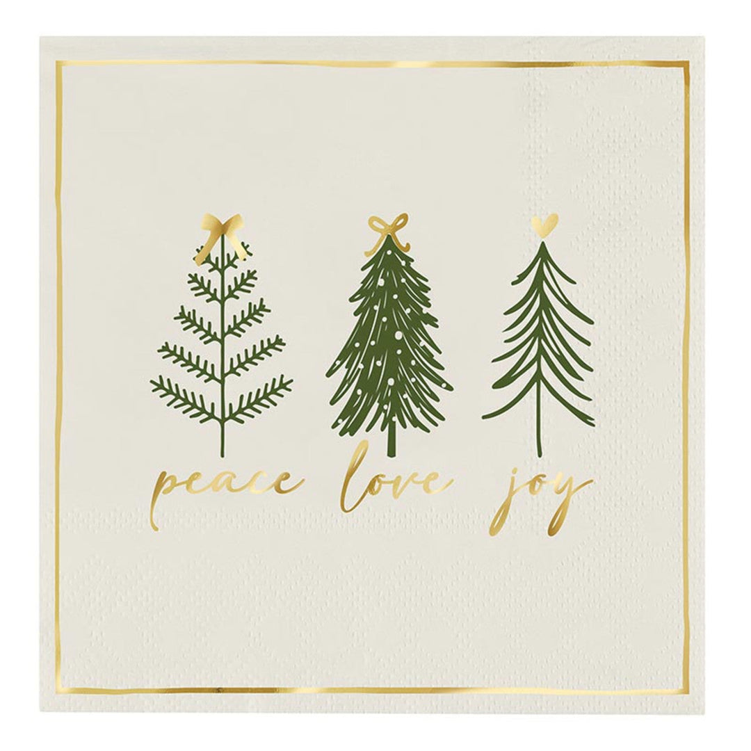 Peace Love Joy Bow Cocktail Napkin Set