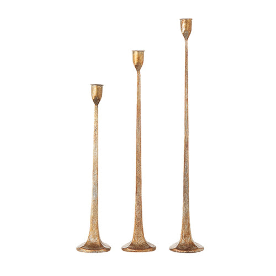 Distressed Gold Candle Stick