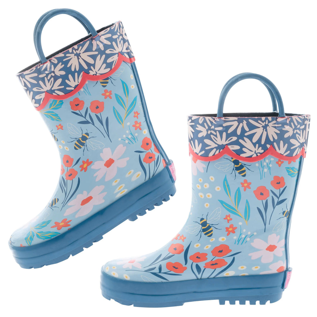 Kids Floral Bee Rain Boots