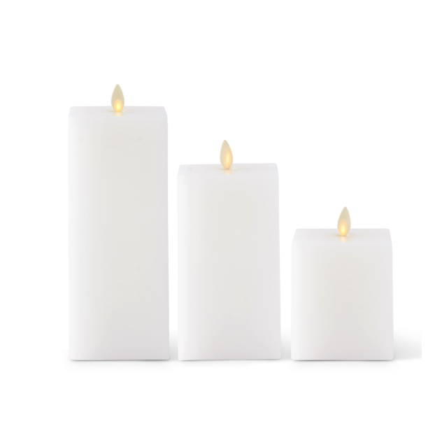 White Square Luminara Battery Candle