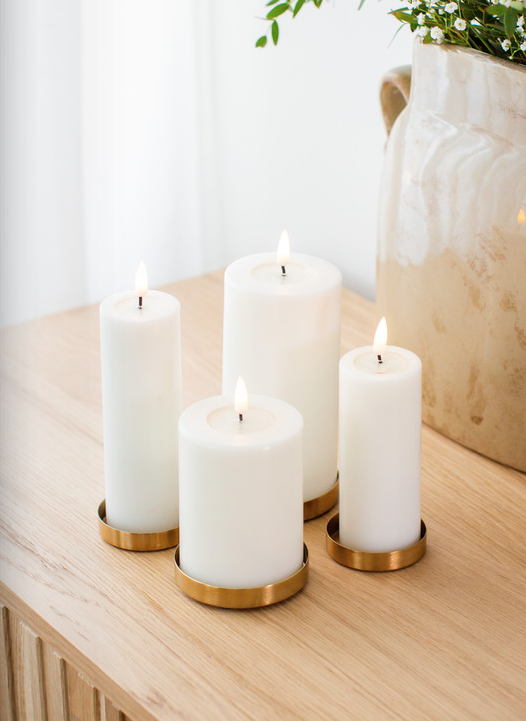 White Real Look Melted Pillar Candle