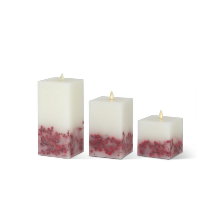 Red Berry Square Pillar Candle