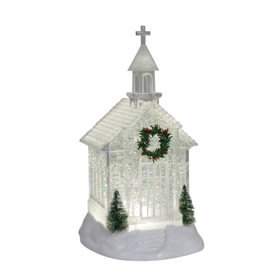 Lighted Church Glitter Lantern