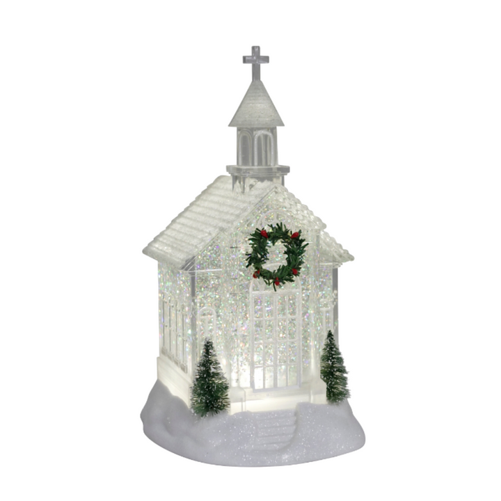 Lighted Church Glitter Lantern