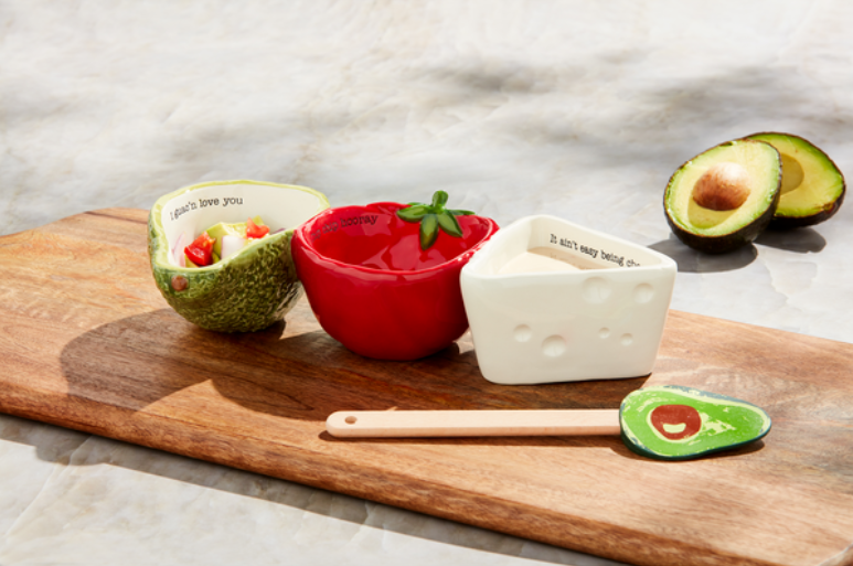 Salsa Guac & Queso Triplet Tidbit Dish Set