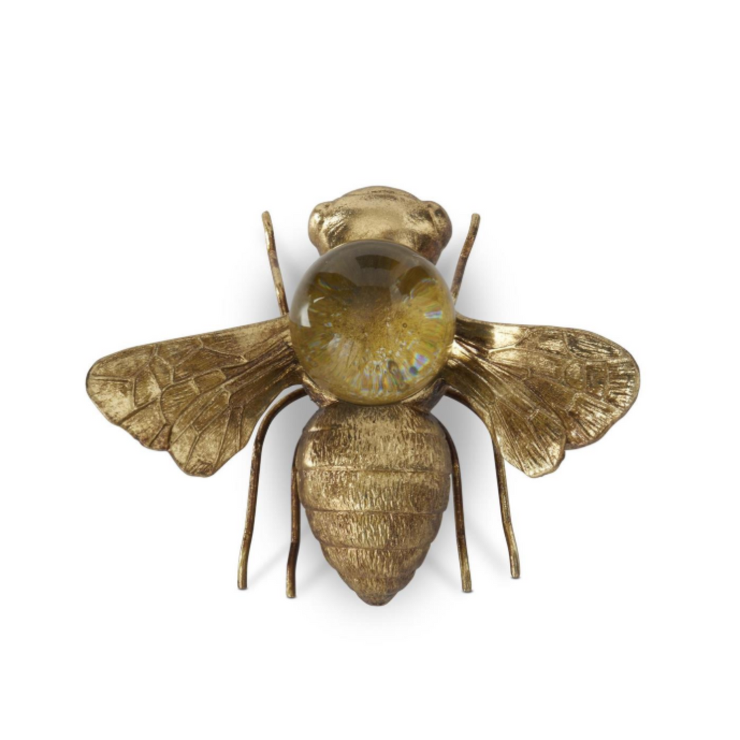 Gold Glass Globe Metal Bee Figurine