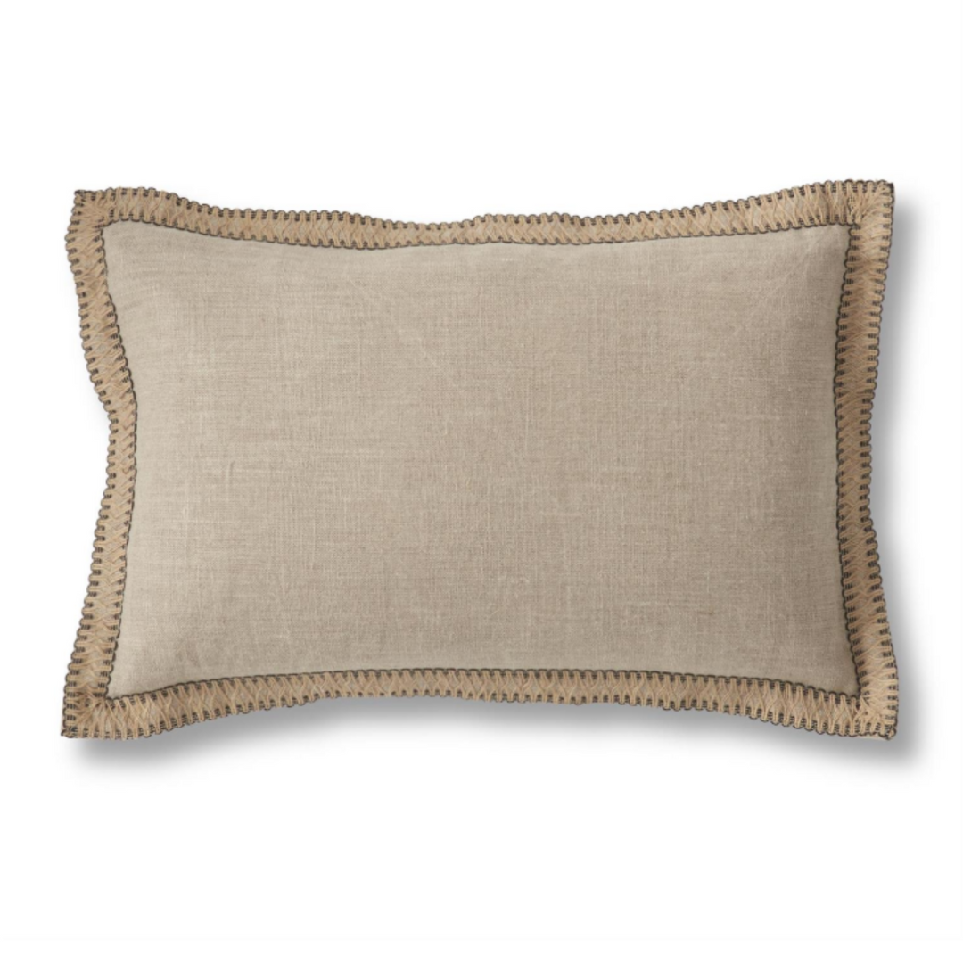 Natural Jute Trimmed Lumbar Pillow