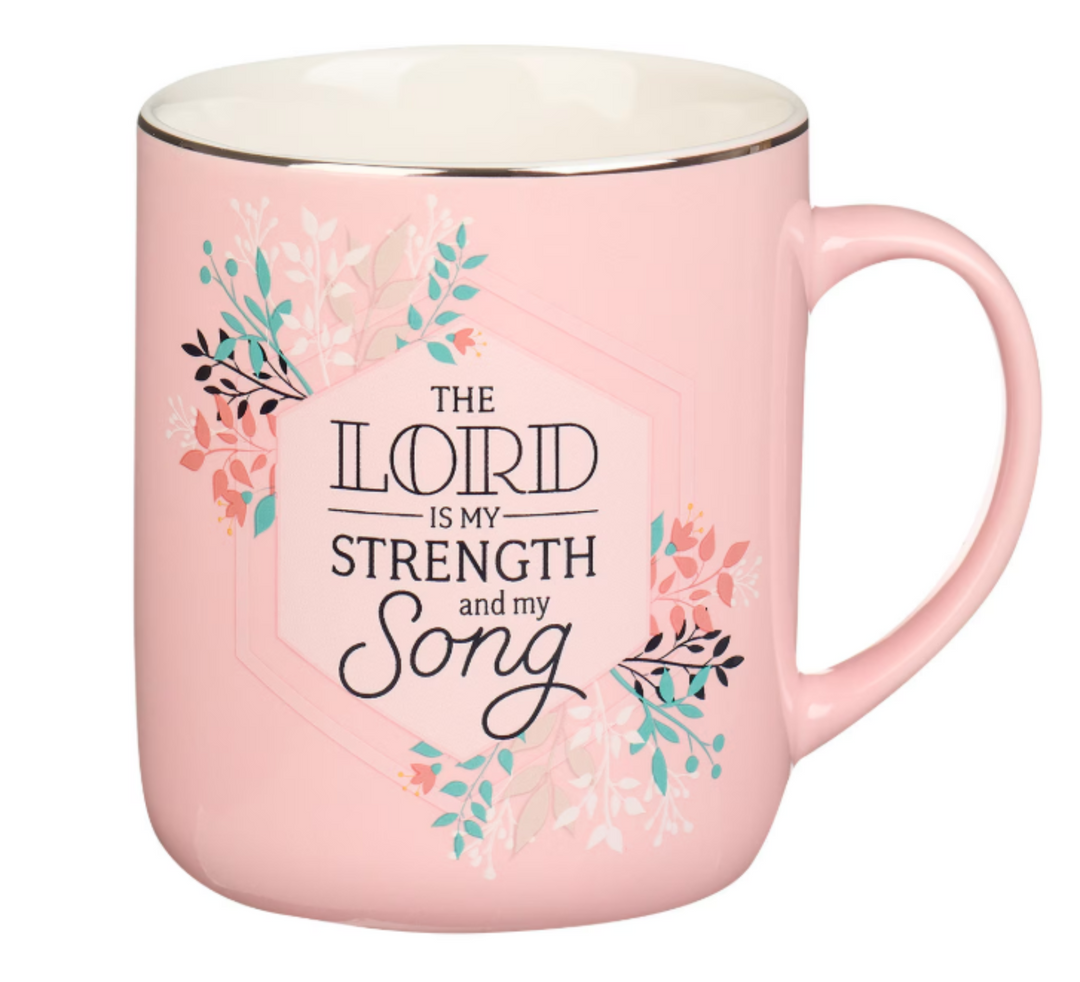 Mug Wht/Pink Leaves The Lord/Strength