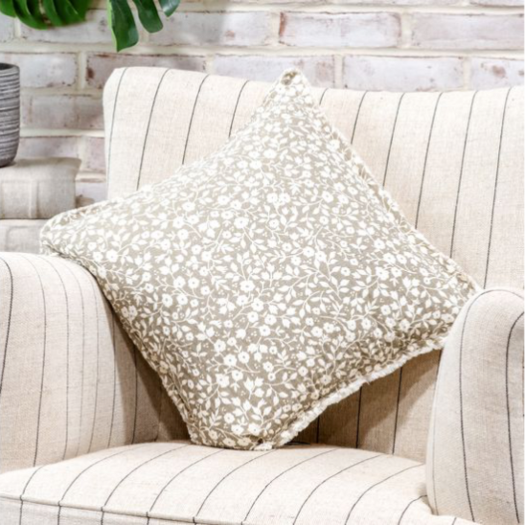 Beige Spring Floral Pillow
