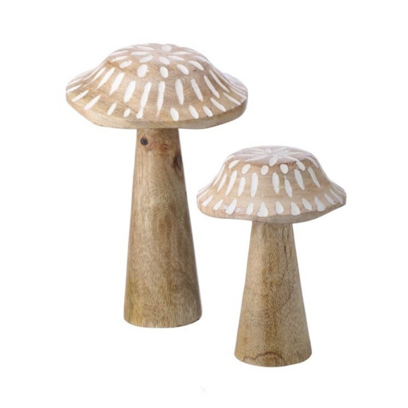Carved Top Wooden Mushroom