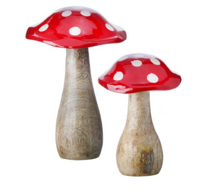 Bright Polka Dot Wooden Mushroom