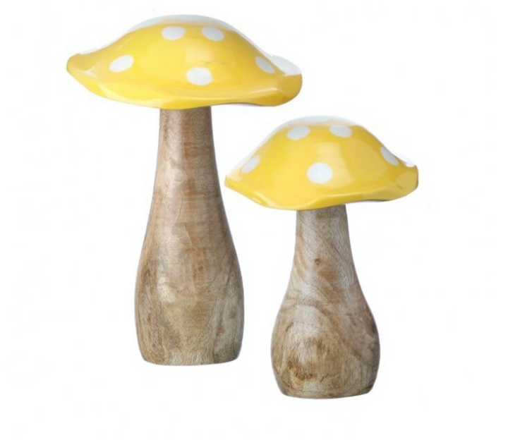 Bright Polka Dot Wooden Mushroom