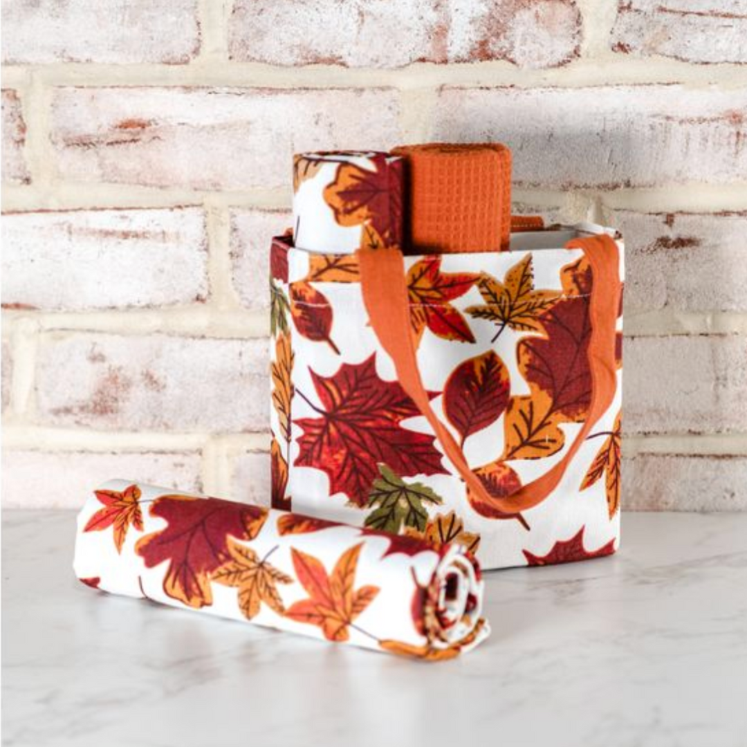 Autumn Leaves Bagged Dishtowel Set