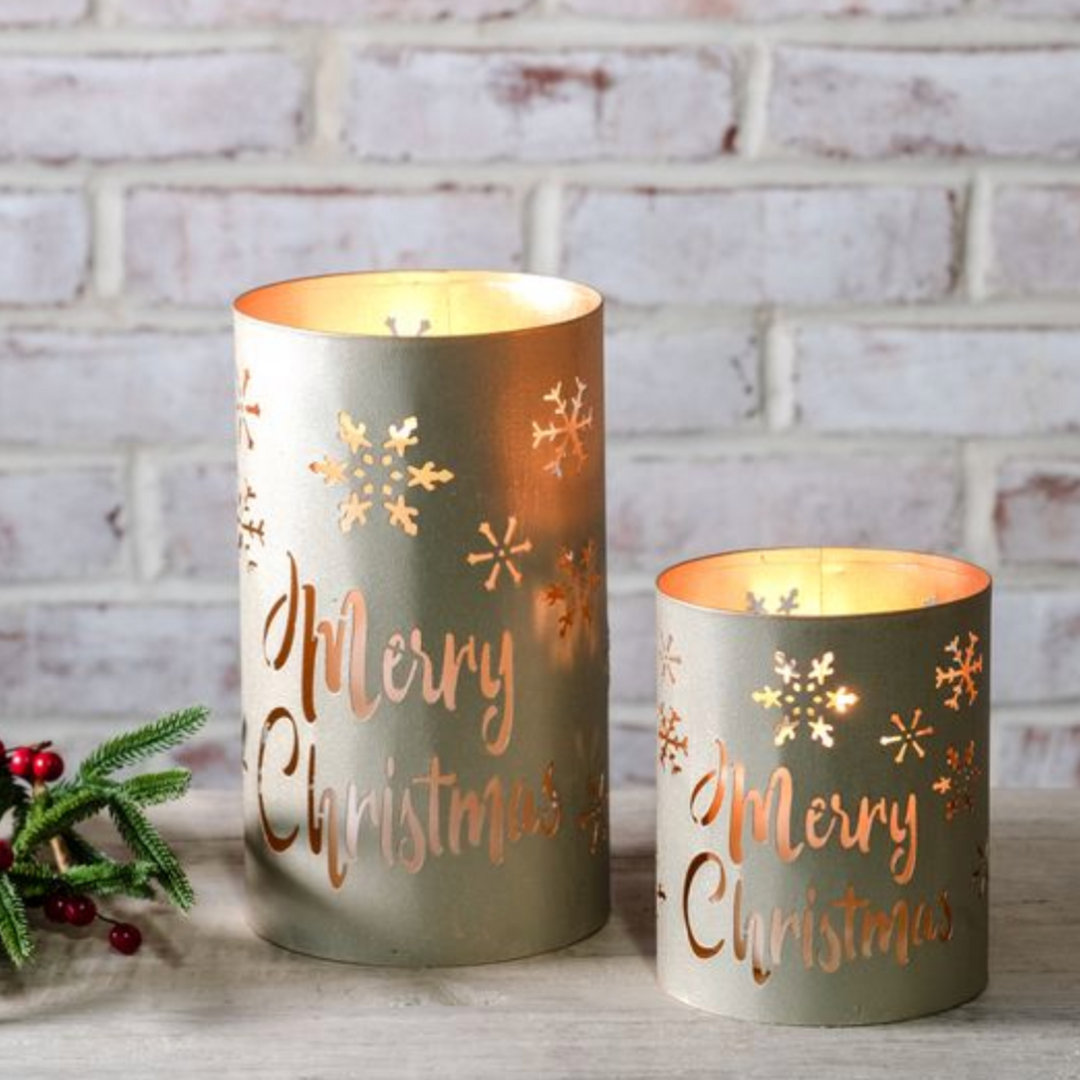 Merry Christmas Snowflake Punched Lantern