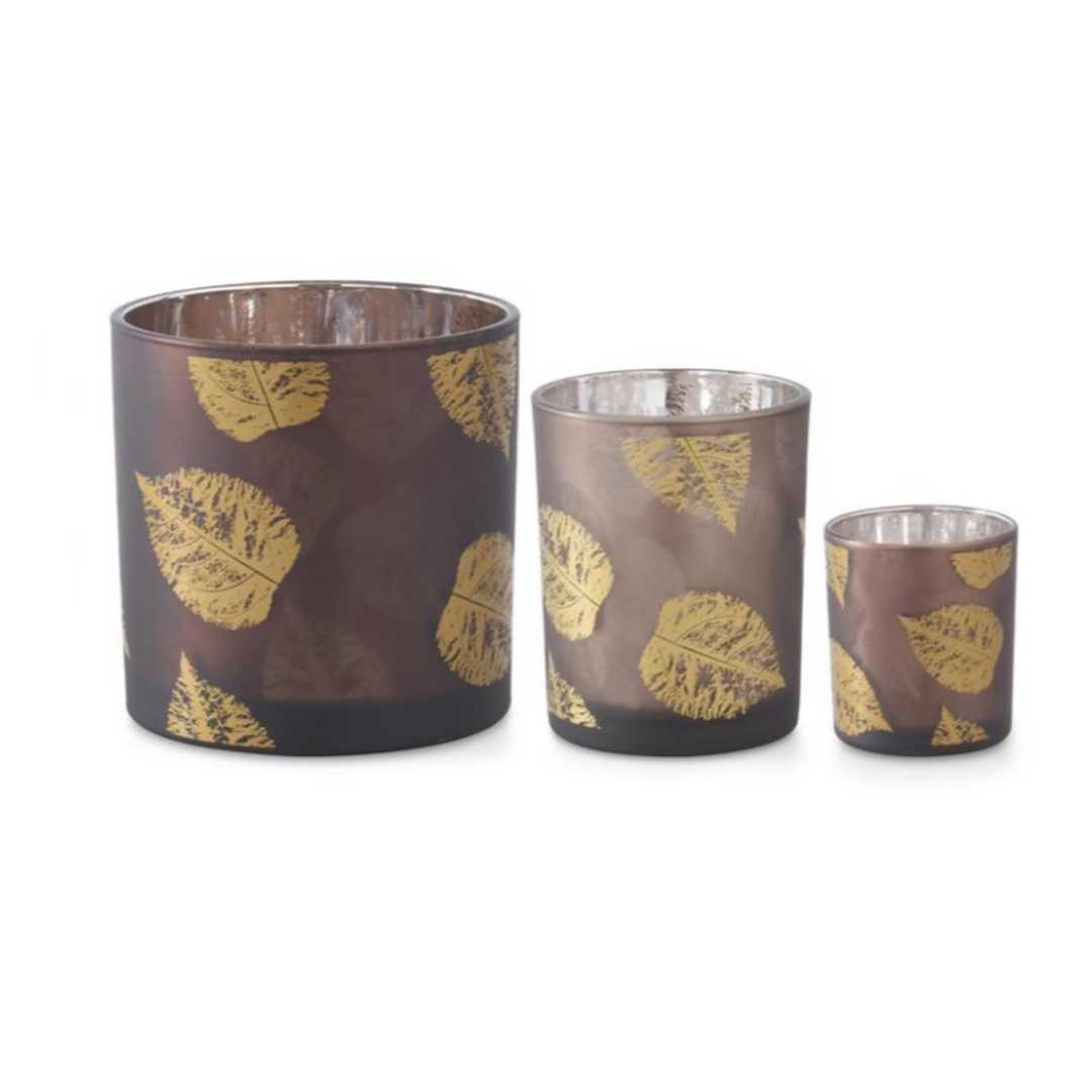 Birch Leave Mirrored Votive Holder