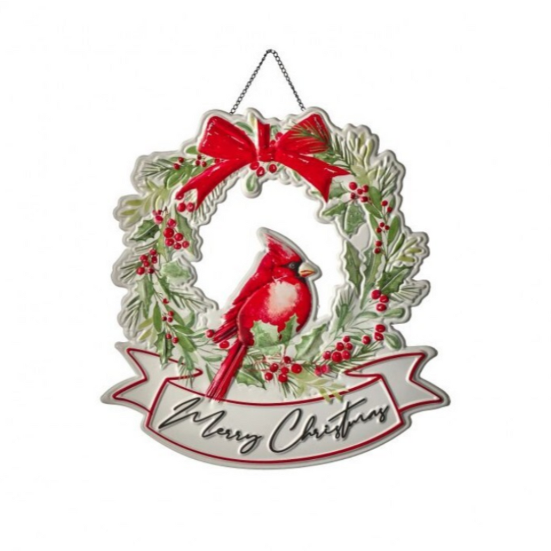 Merry Christmas Cardinal Wreath Hanger